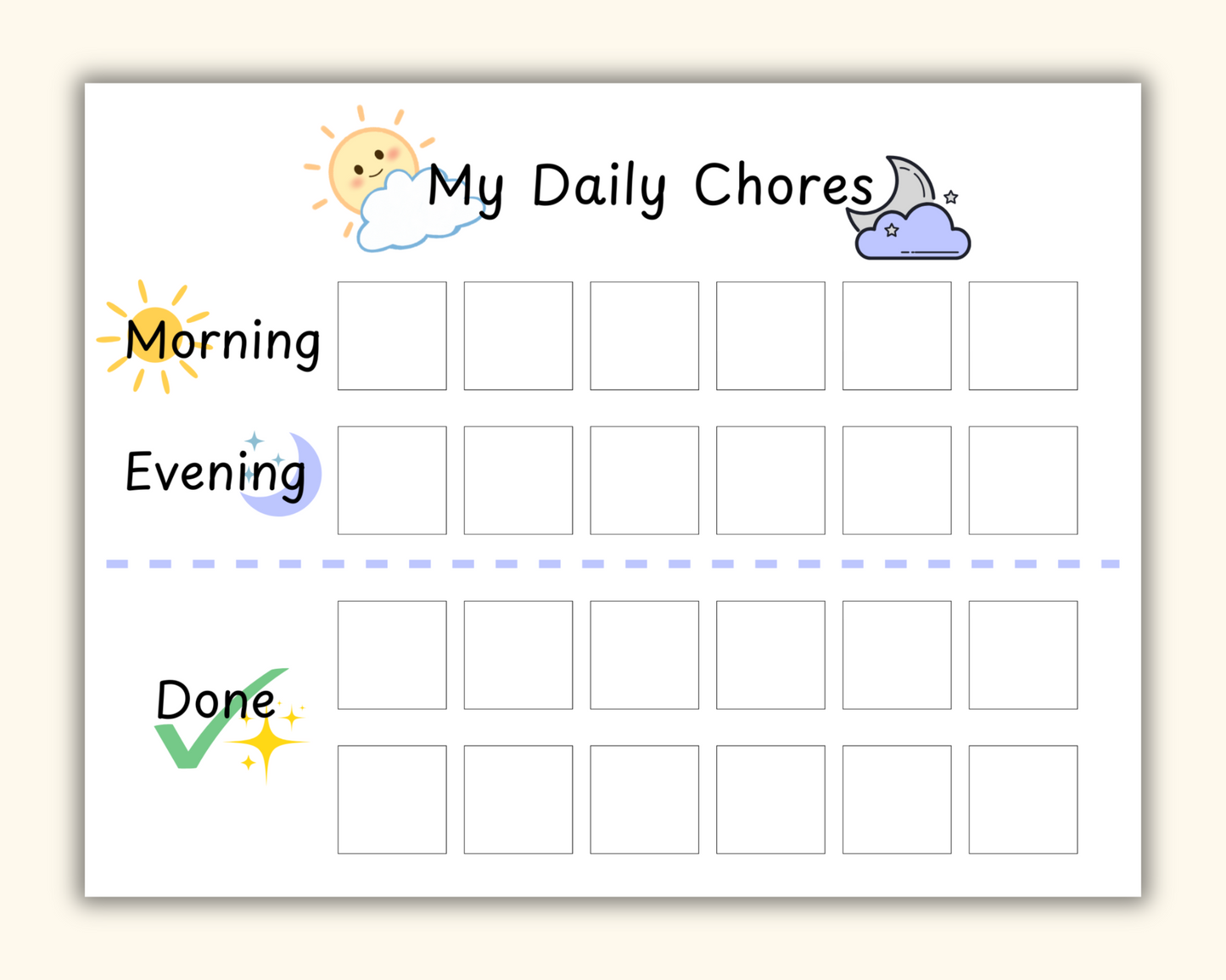 Kids Daily Chores Chart | Responsibility & Routine Tracker