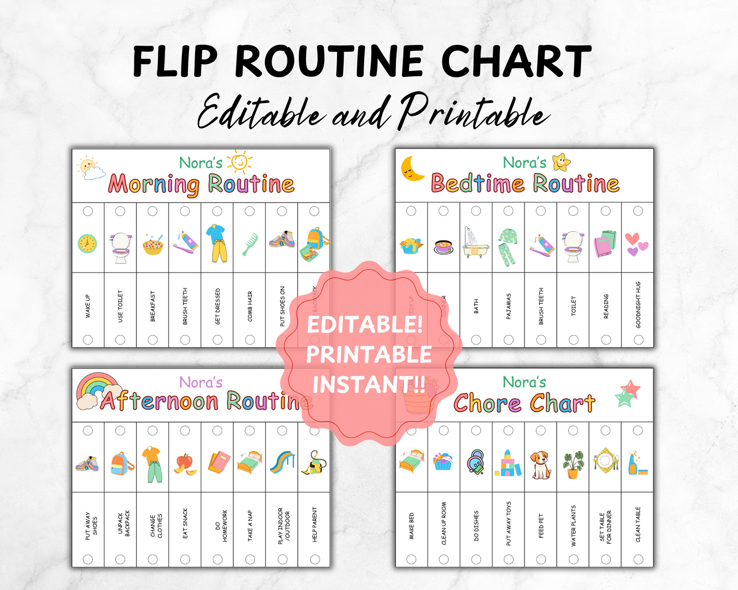 Kids Routine Flip Chart | Morning, Bedtime & Chores Visual Schedule