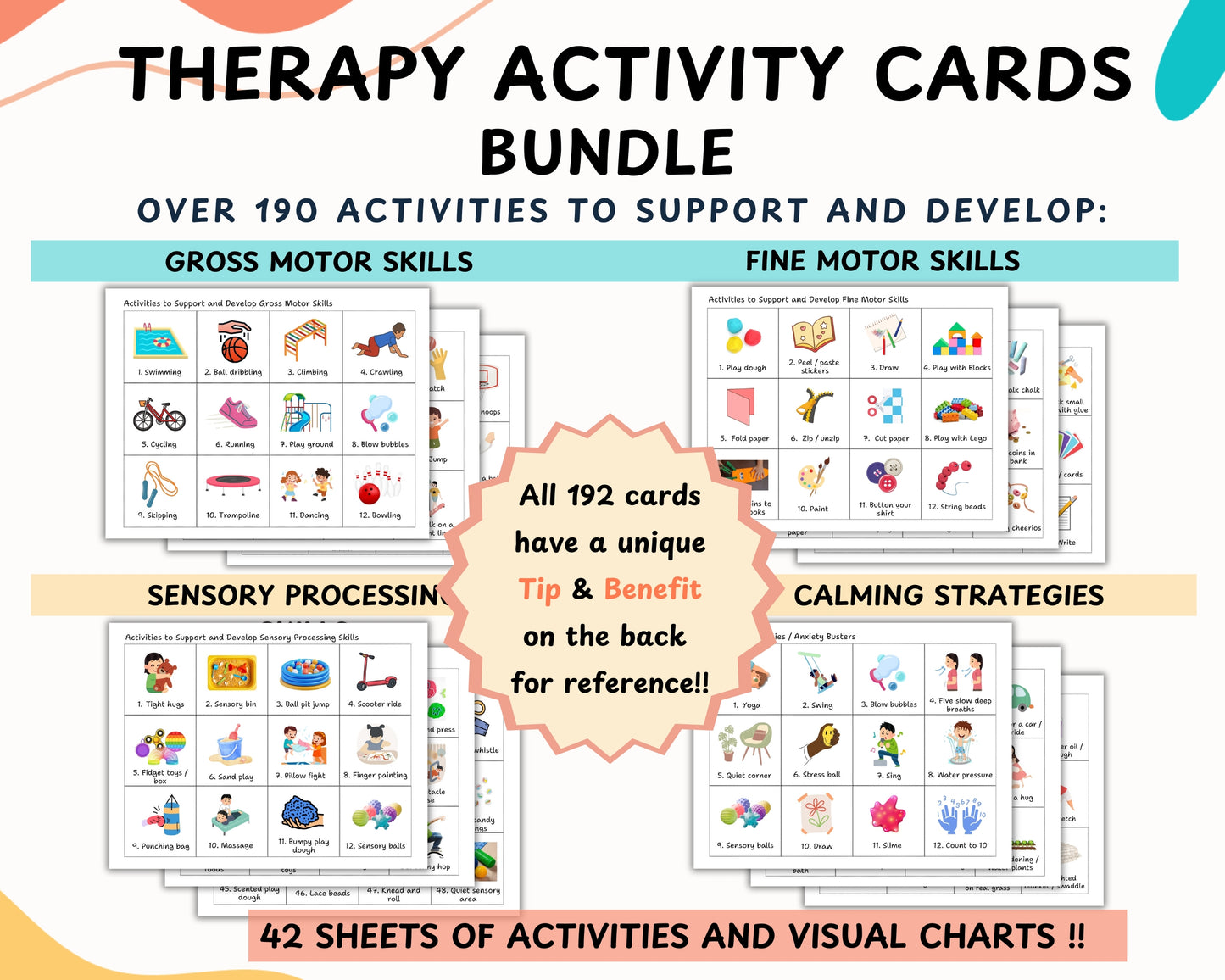 Therapy Activity Cards Bundle for Kids – OT, Sensory, Motor, Calming