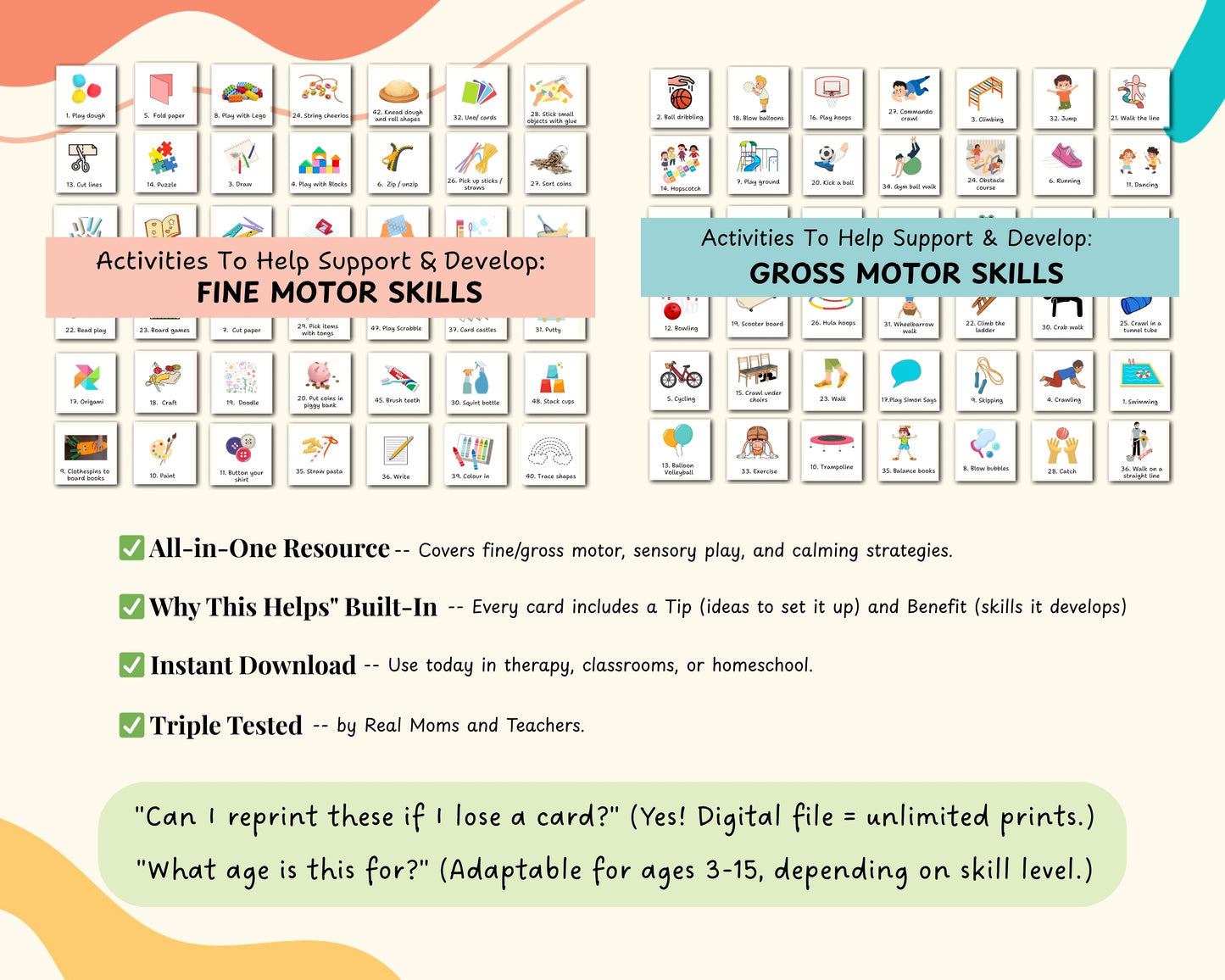 Therapy Activity Cards Bundle for Kids – OT, Sensory, Motor, Calming